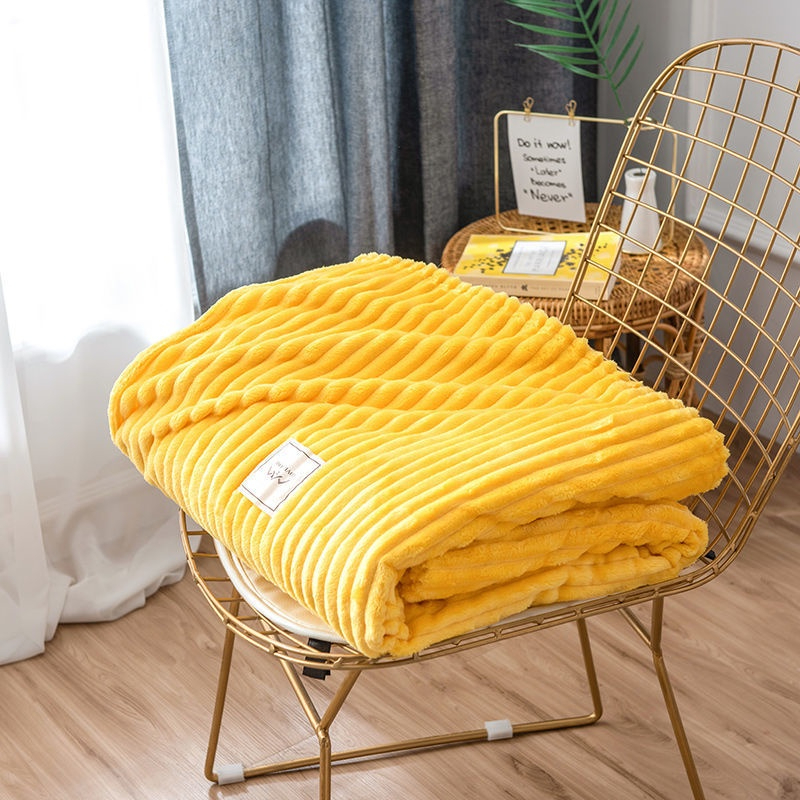 Big Size Flannel Velvet Plush Throw Blanket Sofa Silky And Comfortable Blanket - Yellow - Image 1