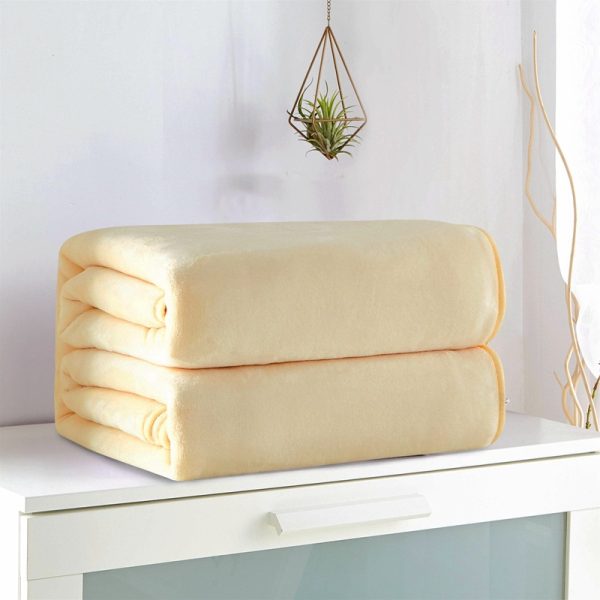 Plain Super Soft Perfect Warm Solid Color Microfiber Plush Fleece High Quality Blanket - Yellow