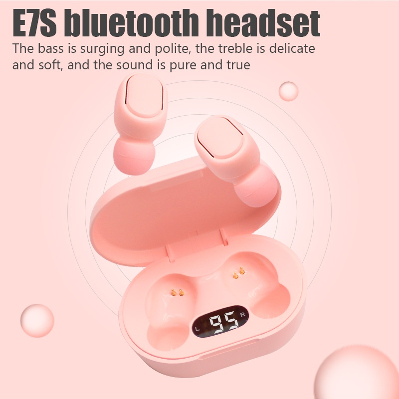 E7S TWS Wireless Headphones 5.0 Bluetooth Earphones Sound Headsets Sport Mini Earbuds - Light Green - Image 7