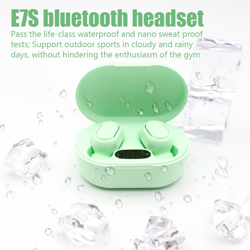 E7S TWS Wireless Headphones 5.0 Bluetooth Earphones Sound Headsets Sport Mini Earbuds - Light Green - Image 8
