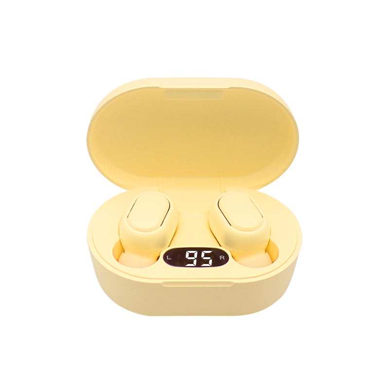 E7S TWS Wireless Headphones 5.0 Bluetooth Earphones Sound Headsets Sport Mini Earbuds - Light Yellow - Image 1