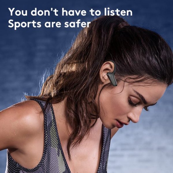 Sport Edition Wireless Bluetooth Headset Headphone Earphone Air Bone Conduction Running M-D8 Sweatproof On In Ear - Blue