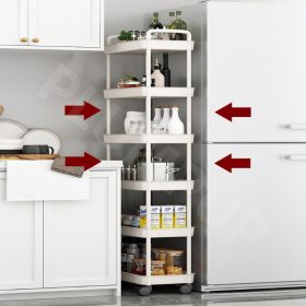 JOYNEST 5 Tier Trolley Racks with Wheels Multifunction Storage Shelf Rack for Kitchen Office Home Book Baby Toys - White - Image 7