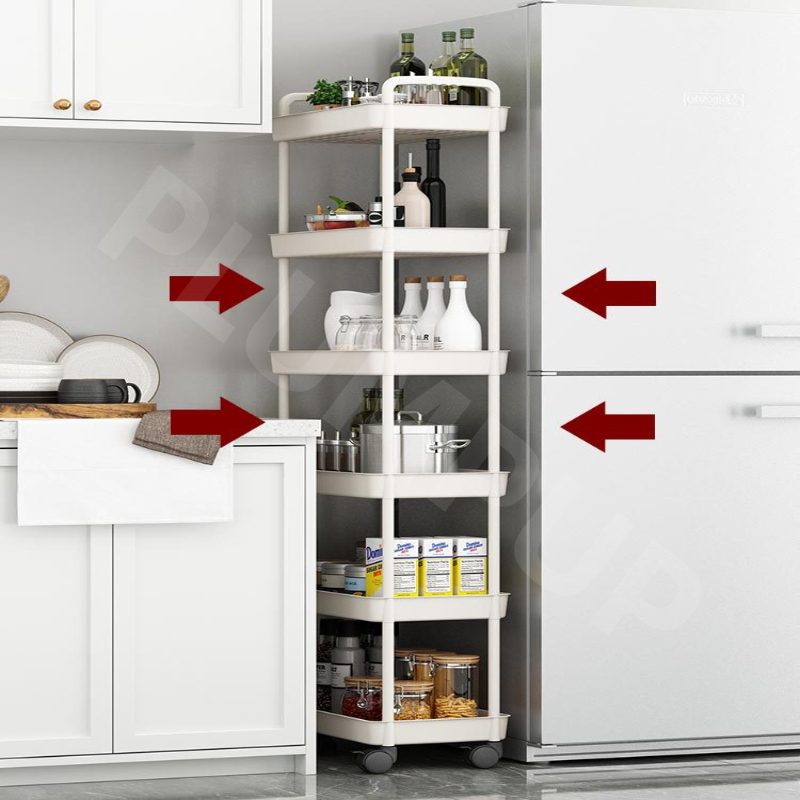 JOYNEST 5 Tier Trolley Racks with Wheels Multifunction Storage Shelf Rack for Kitchen Office Home Book Baby Toys - White - Image 7