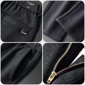 Slim fit Plus Size Formal Pants for Men Brushed Fashion Versatile Office Long Pant - Gray - Image 5