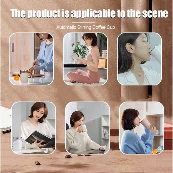 Automatic Stirring Coffee Cup Insulation Cup Self Auto Mix Mug Warmer Bottle - White