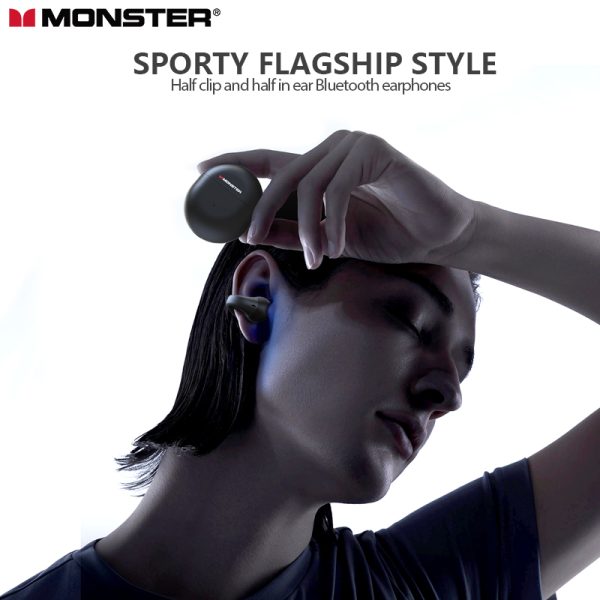 Monster Open Ear 200 Ear Clip Earphone Blutooth Earphone Bone Conduction Headphone Wireless Earphone Sports Headset IPX7 - Grey Silver