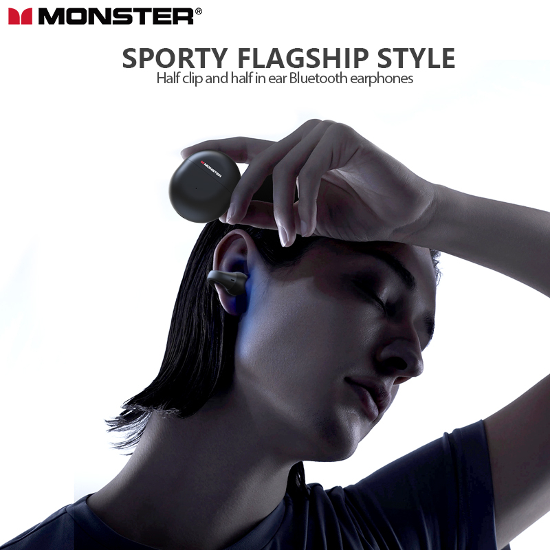 Monster Open Ear 200 Ear Clip Earphone Blutooth Earphone Bone Conduction Headphone Wireless Earphone Sports Headset IPX7 - Grey Silver - Image 9