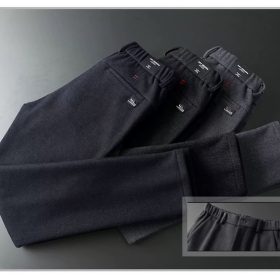 Slim fit Plus Size Formal Pants for Men Brushed Fashion Versatile Office Long Pant - Gray - Image 6