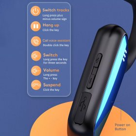 Sport Edition Wireless Bluetooth Headset Headphone Earphone Air Bone Conduction Running M-D8 Sweatproof On In Ear - Blue - Image 4