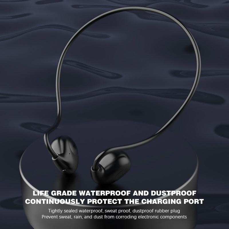 Air Conduction Headphone Wireless Bluetooth Earphones Bone Conduction Sports IPX8 Waterproof Headset Ear Hook - Black - Image 4