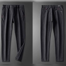 Slim fit Plus Size Formal Pants for Men Brushed Fashion Versatile Office Long Pant - Gray - Image 7