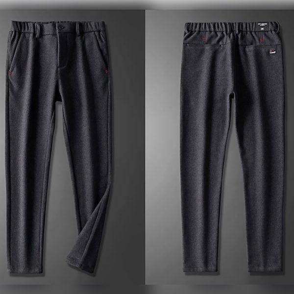 Slim fit Plus Size Formal Pants for Men Brushed Fashion Versatile Office Long Pant - Gray