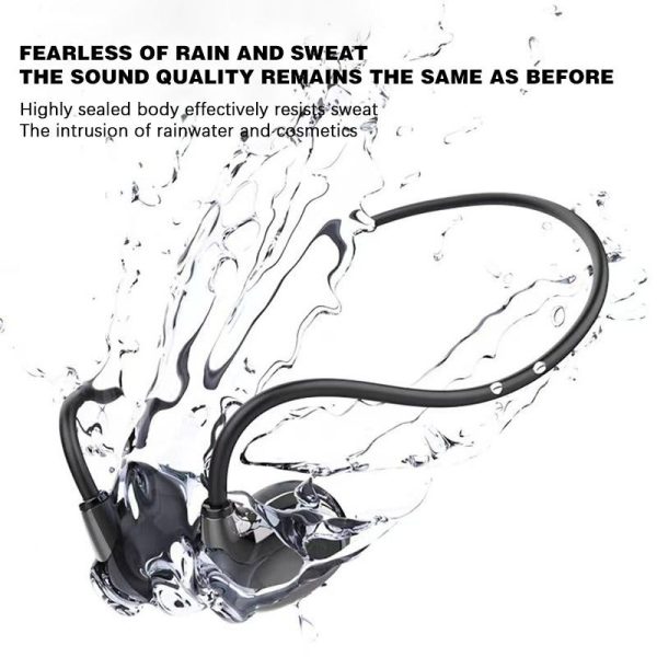 Air Conduction Headphone Wireless Bluetooth Earphones Bone Conduction Sports IPX8 Waterproof Headset Ear Hook - Black