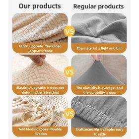 Elastic Jacquard Sofa Cover 1/2/3/4 Seater Sofa Cover L-shaped Full-wrap Sofa Cover - Beige - Image 5