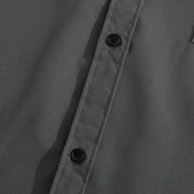 Summer Korean Style Fashion All Match Business Pocket Casual Tooling Three Quarter Sleeve Shirt Men Top - Green - Image 3