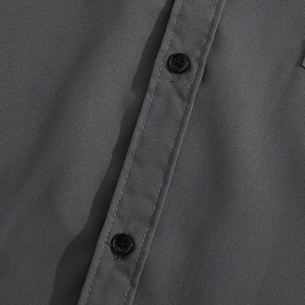 Summer Korean Style Fashion All Match Business Pocket Casual Tooling Three Quarter Sleeve Shirt Men Top - Green