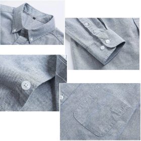 M-5XL Men's Shirt Oxford Formal Long-Sleeved Men Casual Slim Fit Korean Plain Shirts - Gray - Image 6