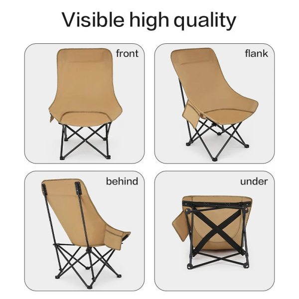 Outdoor folding Bot portable camping art sketch fishing folding chair easy to store cotton - Khaki (Upgraded)