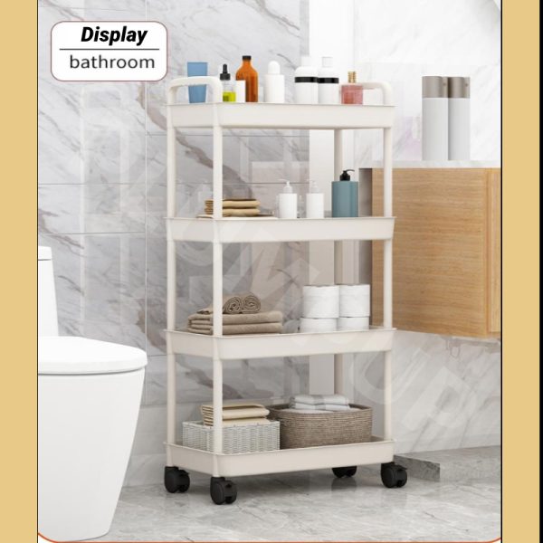 JOYNEST 5 Tier Trolley Racks with Wheels Multifunction Storage Shelf Rack for Kitchen Office Home Book Baby Toys - White