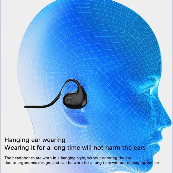 Air Conduction Headphone Wireless Bluetooth Earphones Bone Conduction Sports IPX8 Waterproof Headset Ear Hook - Black