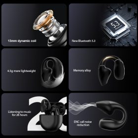 Monster Open Ear 200 Ear Clip Earphone Blutooth Earphone Bone Conduction Headphone Wireless Earphone Sports Headset IPX7 - Grey Silver - Image 6