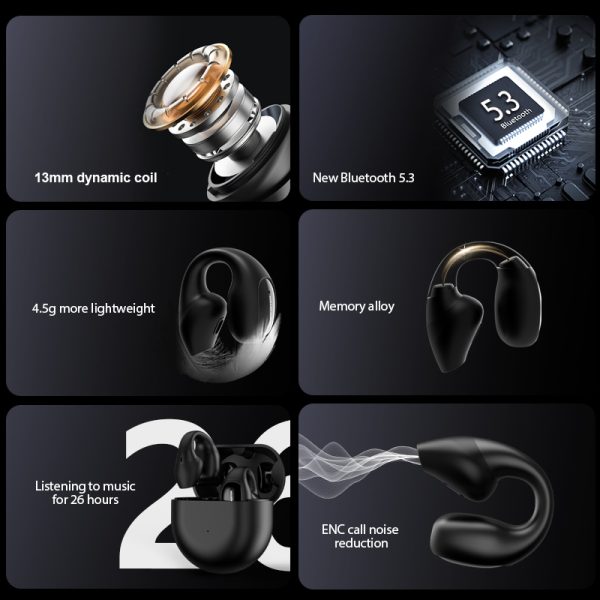 Monster Open Ear 200 Ear Clip Earphone Blutooth Earphone Bone Conduction Headphone Wireless Earphone Sports Headset IPX7 - Grey Silver