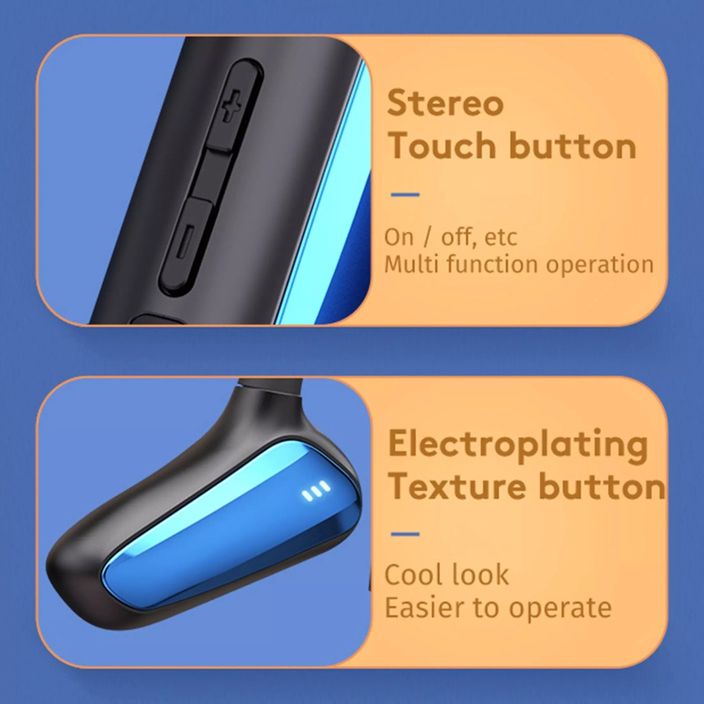 Sport Edition Wireless Bluetooth Headset Headphone Earphone Air Bone Conduction Running M-D8 Sweatproof On In Ear - Blue - Image 6