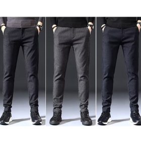 Slim fit Plus Size Formal Pants for Men Brushed Fashion Versatile Office Long Pant - Gray - Image 2