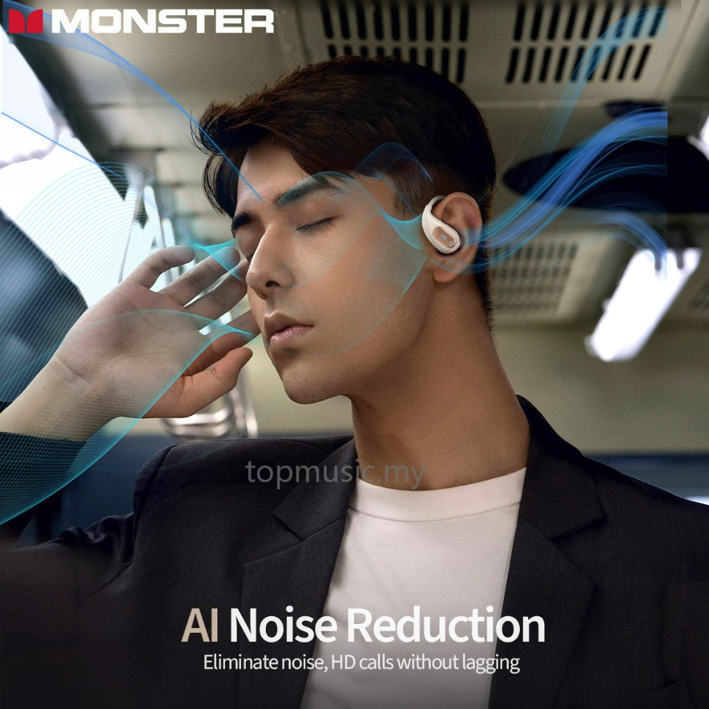 Monster Open Ear AC210 Wireless Earphone Bluetooth 5.4 TWS Sports Earphone Waterproof In-Ear HiFi Stereo Noise Canceling Earbuds - White - Image 3