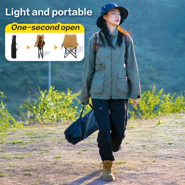 Outdoor folding Bot portable camping art sketch fishing folding chair easy to store cotton - Khaki (Upgraded)