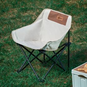 Camping Chair Foldable Moon Chair Outdoor Portable - White (M) - Image 2