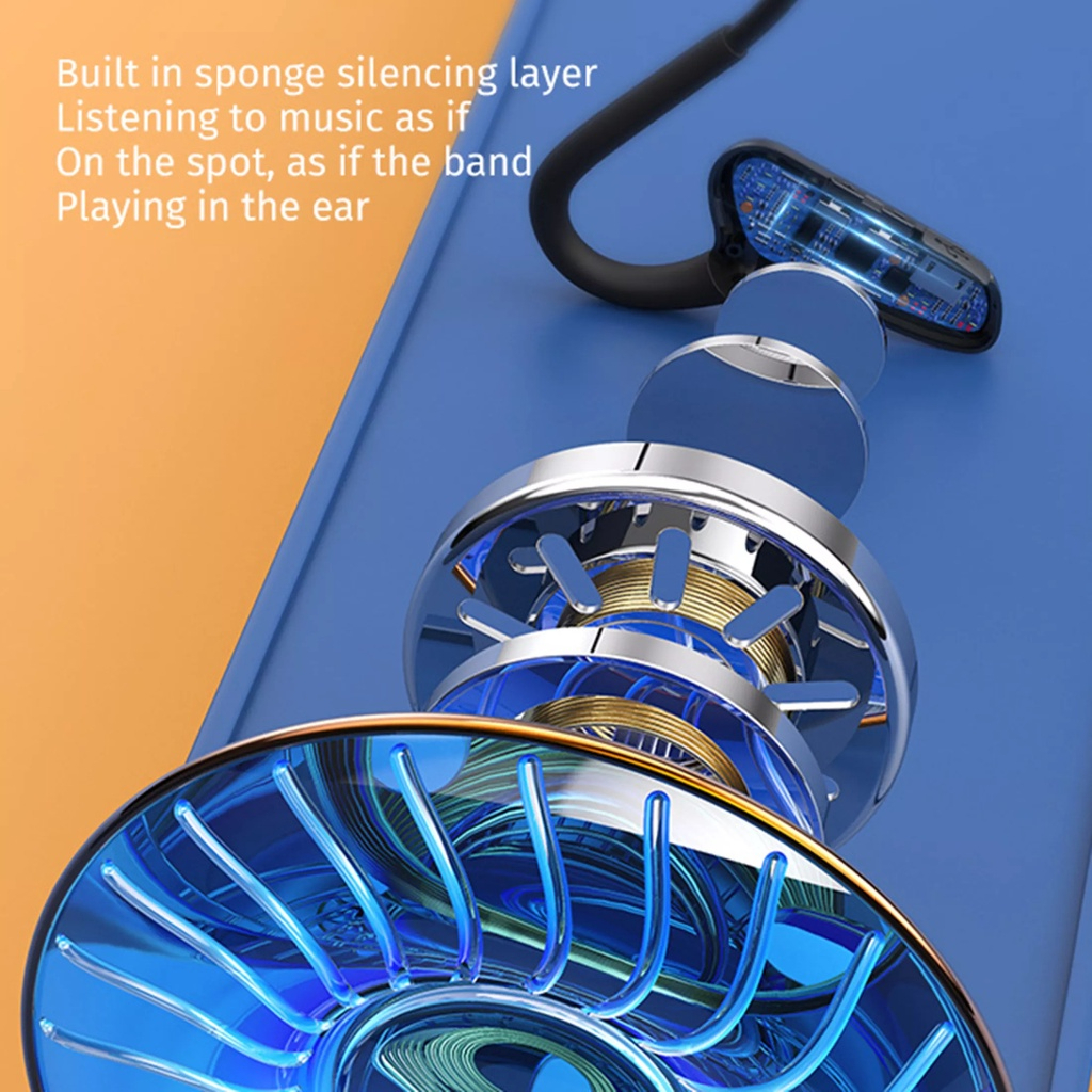 Sport Edition Wireless Bluetooth Headset Headphone Earphone Air Bone Conduction Running M-D8 Sweatproof On In Ear - Blue - Image 8