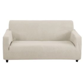Elastic Jacquard Sofa Cover 1/2/3/4 Seater Sofa Cover L-shaped Full-wrap Sofa Cover - Beige - Image 1