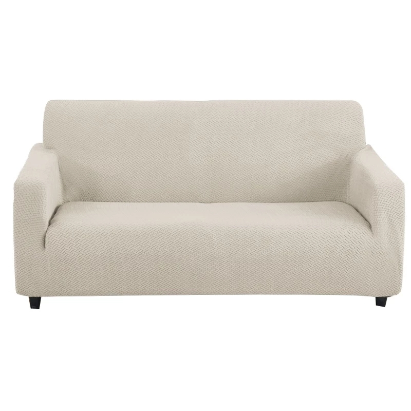 Elastic Jacquard Sofa Cover 1/2/3/4 Seater Sofa Cover L-shaped Full-wrap Sofa Cover - Beige - Image 1