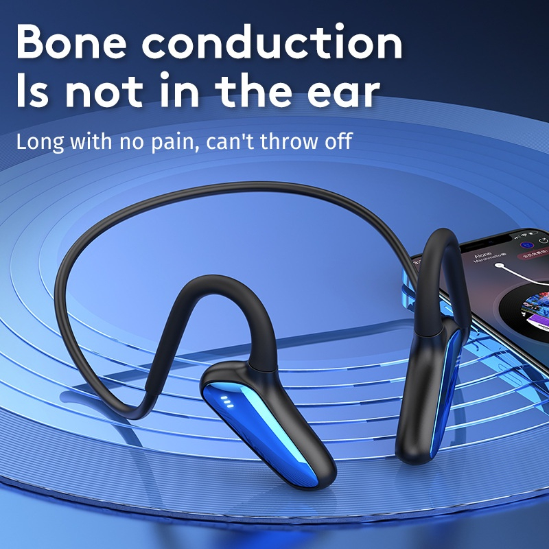 Sport Edition Wireless Bluetooth Headset Headphone Earphone Air Bone Conduction Running M-D8 Sweatproof On In Ear - Blue - Image 9