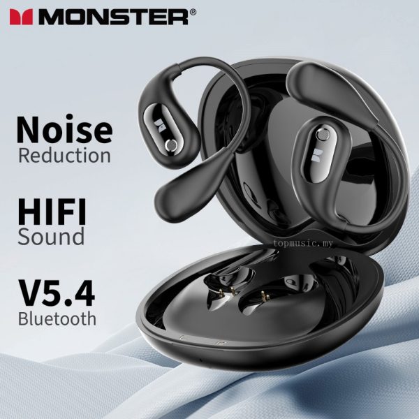 Monster Open Ear AC210 Wireless Earphone Bluetooth 5.4 TWS Sports Earphone Waterproof In-Ear HiFi Stereo Noise Canceling Earbuds - Black
