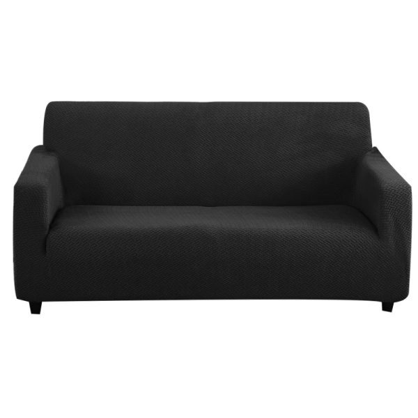Elastic Jacquard Sofa Cover 1/2/3/4 Seater Sofa Cover L-shaped Full-wrap Sofa Cover - Black