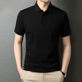 Mature Business Polo Shirts Men's Short-sleeved T-shirts Lapel Half-sleeved - Black
