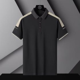 Men's Polo Shirts Short Sleeved Summer Casual White T-shirt Fashion Golf Top Oversized SLC02 - Black - Image 1