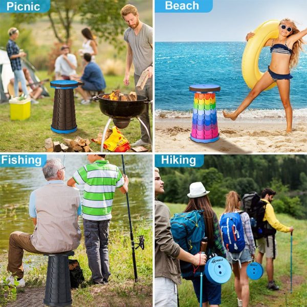 Outdoor Folding Retractable Stool Travel Dining Fishing Portable gaming foldable chair - Rainbow (Upgraded)
