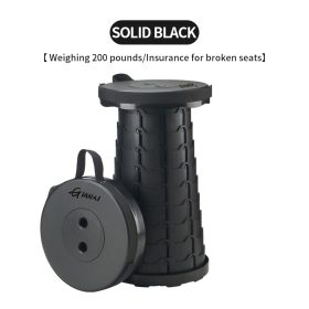 Outdoor Folding Retractable Stool Travel Dining Fishing Portable gaming foldable chair - Black - Image 1