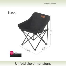 Camping Chair Foldable Moon Chair Outdoor Portable - Black - Image 1