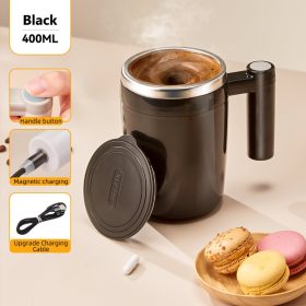 400ML Automatic Stainless Steel Stirring Mug Coffee Cup Magnetic Charging tumbler - Black - Image 1