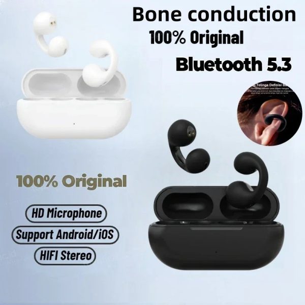 TWS Original T75 Bone Conduction Wireless Bluetooth 5.3 Headphones Sports Earphones HiFi Sound Quality Waterproof Headset - Black