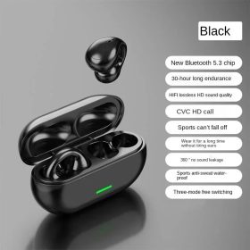 TWS Original T75 Bone Conduction Wireless Bluetooth 5.3 Headphones Sports Earphones HiFi Sound Quality Waterproof Headset - Black