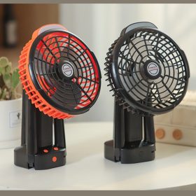 Shake Head 2024 New Mini Adjustable Fan Small Cooling Desk Home Office Table Battery USB Rechargeable Portable - Black - Image 2