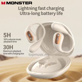Monster Open Ear AC210 Wireless Earphone Bluetooth 5.4 TWS Sports Earphone Waterproof In-Ear HiFi Stereo Noise Canceling Earbuds - White - Image 10