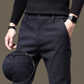 Slim fit Plus Size Formal Pants for Men Brushed Fashion Versatile Office Long Pant - Blue - Image 3