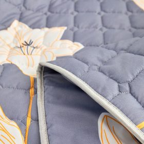 Flower Colored Fitted Sheet Single/Queen/King Fitted Bedsheet with Cotton Anti Slip Mattress Cover - Blue Flower - Image 2